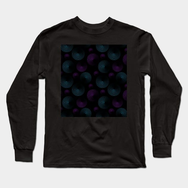 Concentrated blue and violet circles pattern on black. Long Sleeve T-Shirt by smartsman